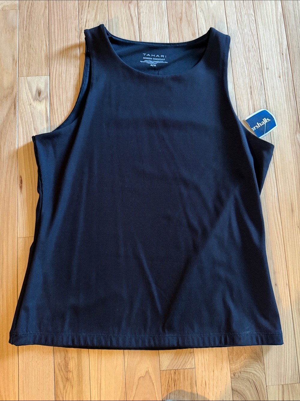 Tahari Black Ribbed Sleeveless Tank